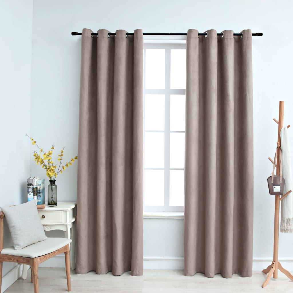 Vidaxl Curtain Damning with Metal Rings 2 St 140x175 cm taupe