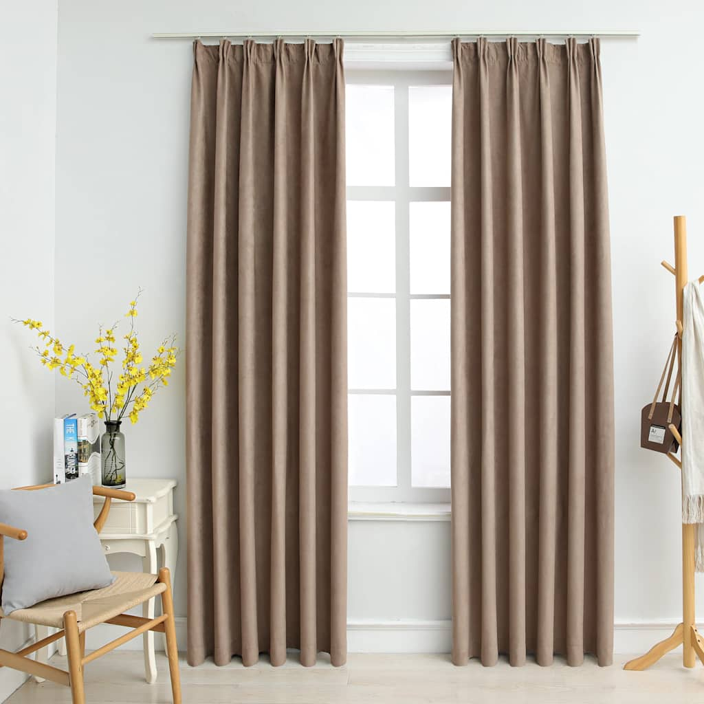 Zavese Vidaxl Blackout s kavlji 2 PCS 140x175 cm Taupe