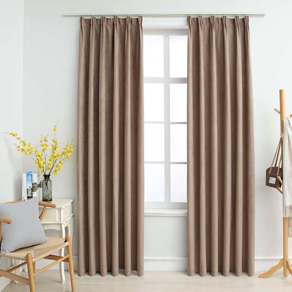 Blackout de cortinas Vidaxl con ganchos 2 ST 140X225 CM Taupe