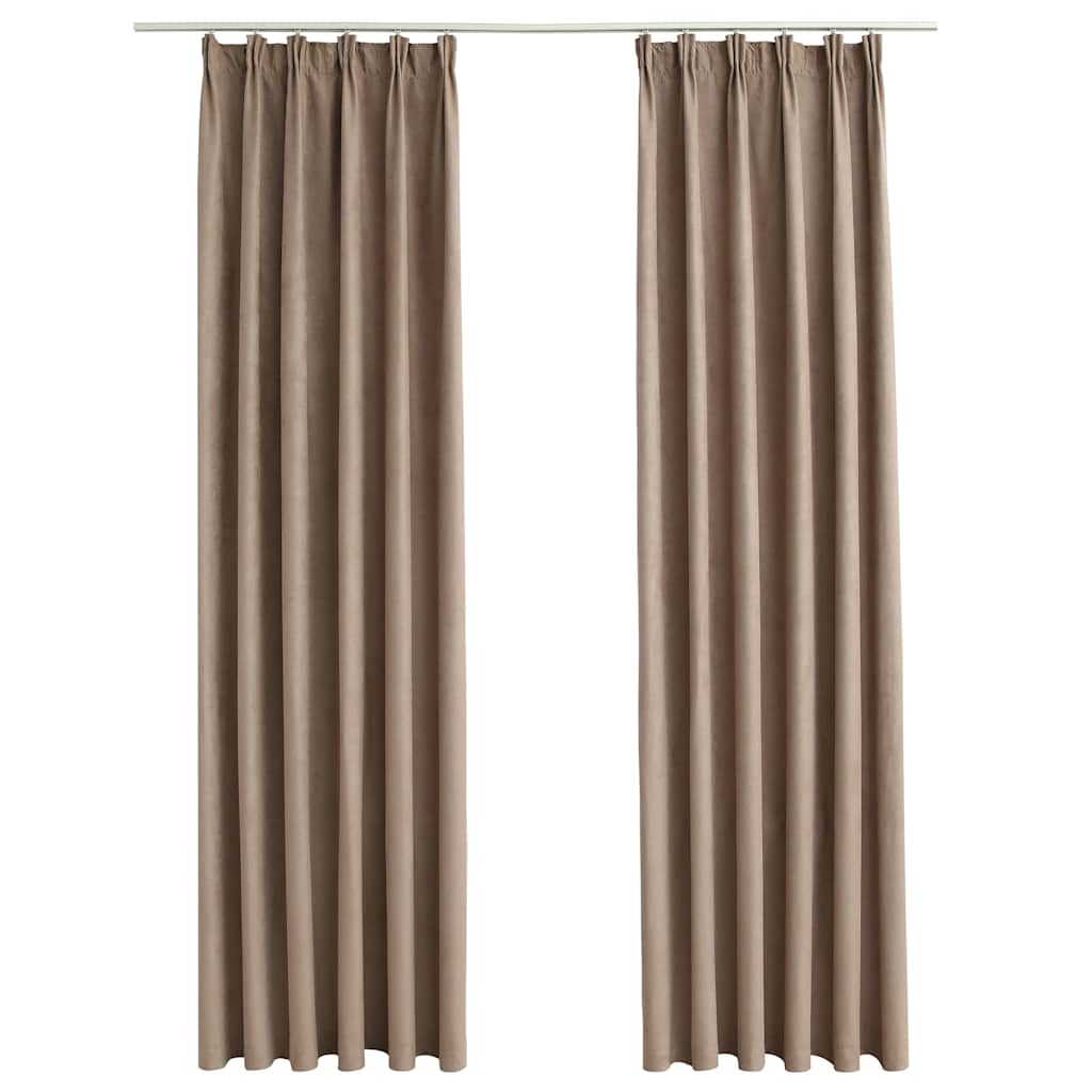 Vidaxl gardiner blackout med kroker 2 st 140x245 cm taupe