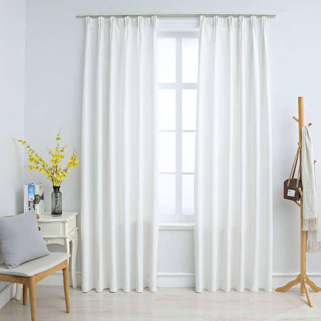 Tende Vidaxl che si oscurano con ganci 2 St 140x225 cm Bianco rotto