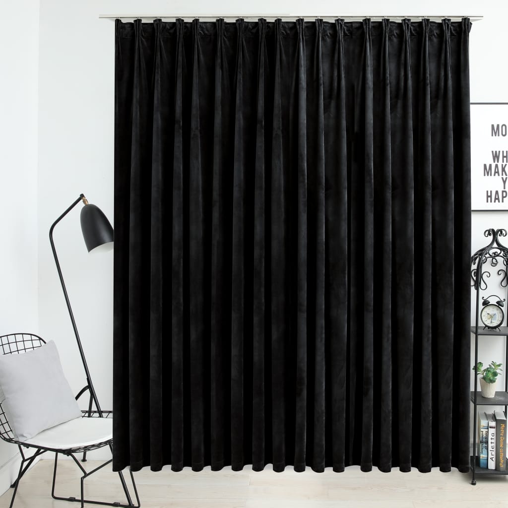 Vidaxl rideau occlusion avec crochets 290x245 cm en velours noir