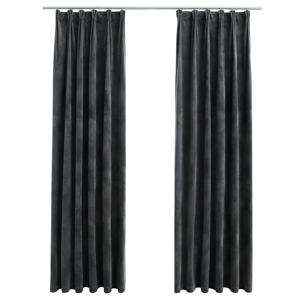 Vidaxl -gardiner Blackout 2 m med krokar 140x245 cm Velvet Anthracite