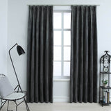 Vidaxl gardiner Blackout 2 Sts med kroker 140x245 cm fløyel Antracite