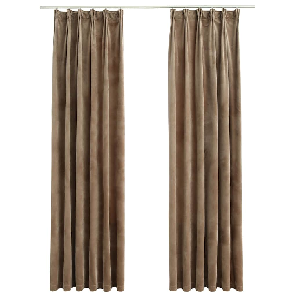 Cortinas de Vidaxl apagada 2 sts con ganchos 140x175 cm de terciopelo beige