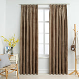 Vidaxl gardiner blackout 2 sts med kroker 140x175 cm fløyel beige