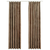 Cortinas Vidaxl apagadas 2 pts con ganchos 140x225 cm de terciopelo beige