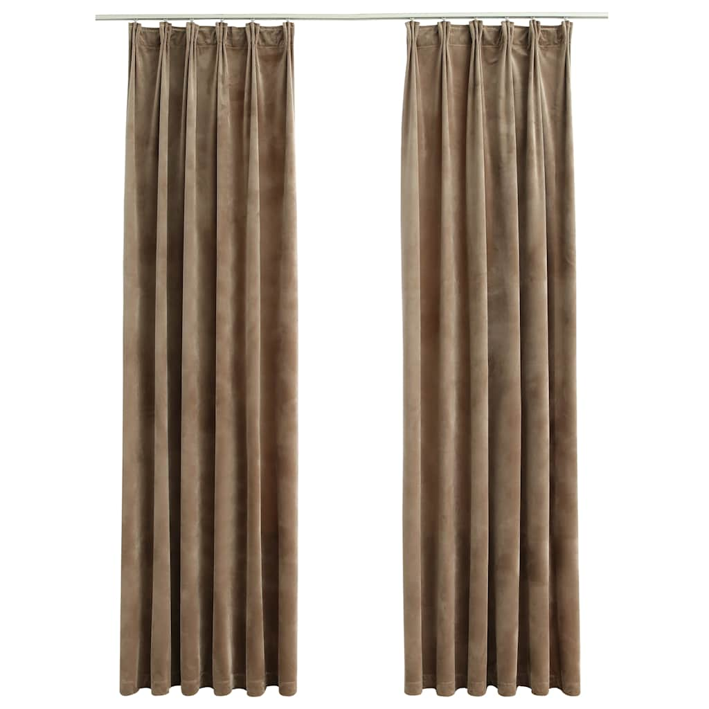 Cortinas de Vidaxl apagada 2 sts con ganchos 140x245 cm de terciopelo beige