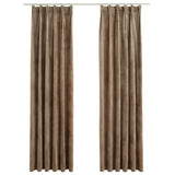 Cortinas de Vidaxl apagada 2 sts con ganchos 140x245 cm de terciopelo beige