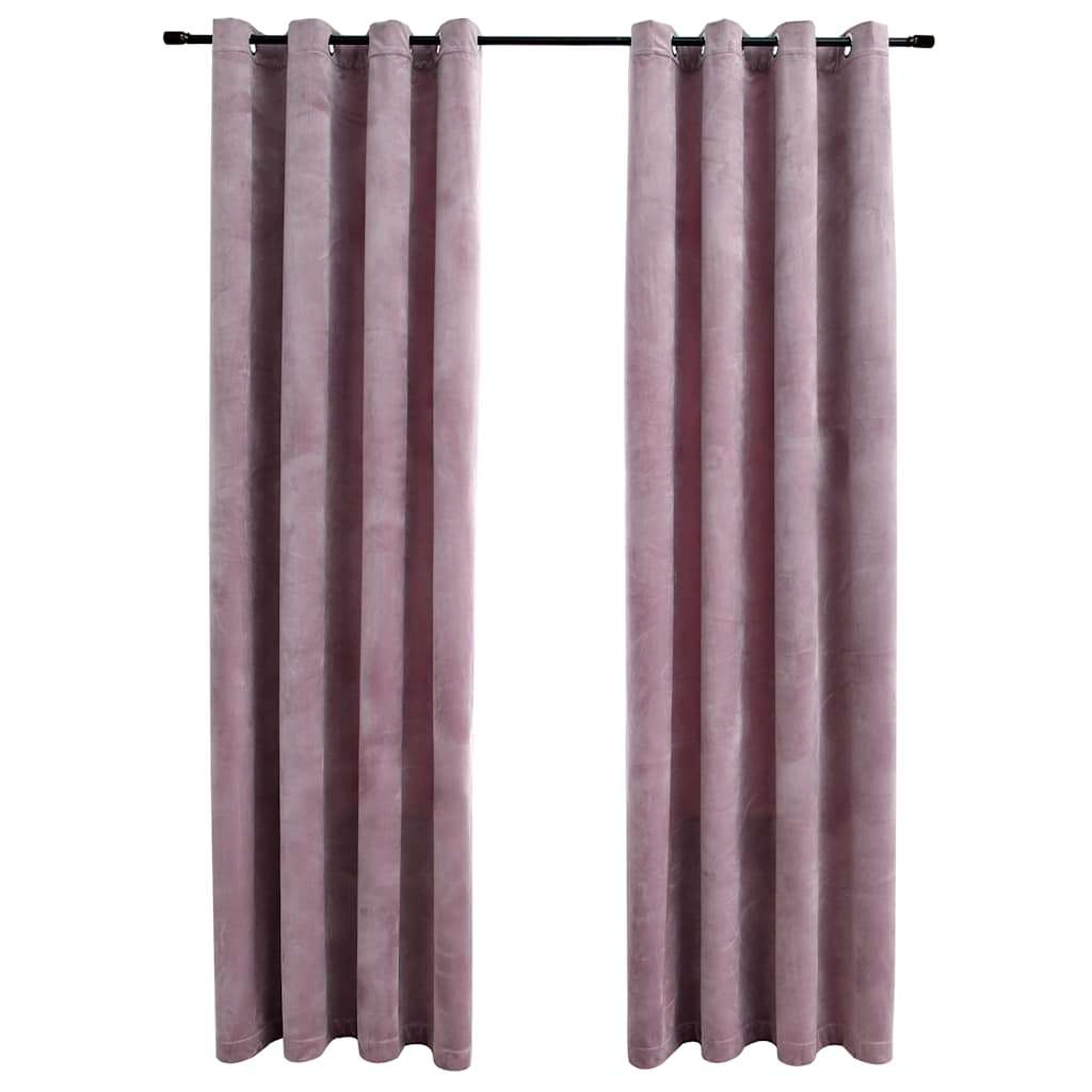 Vidaxl tende blackout con anelli 2 St 140x175 cm Velvet Pink