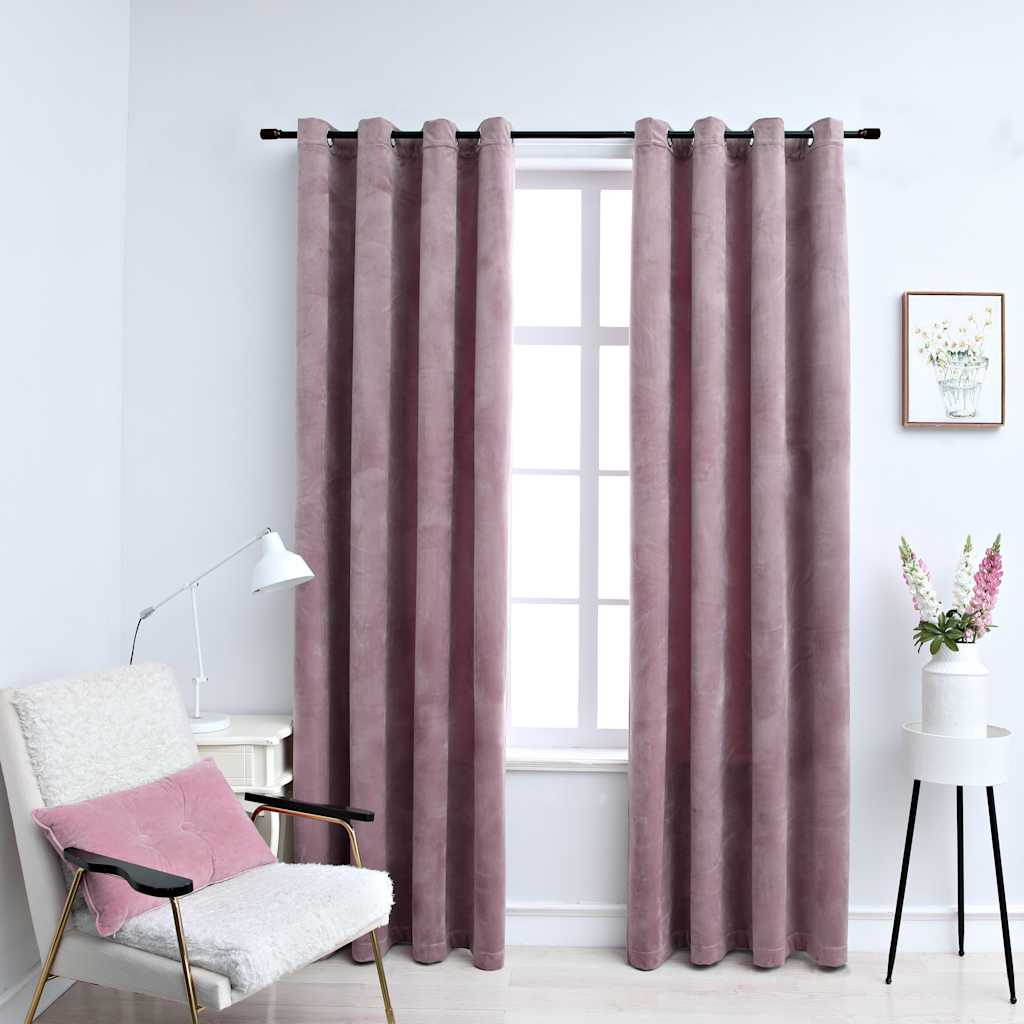 Vidaxl tende blackout con anelli 2 St 140x225 cm Velvet Pink