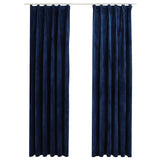 Cortinas de Vidaxl apagada 2 pts con ganchos 140x225 cm de terciopelo azul