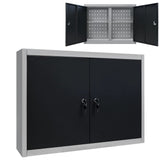 Vidaxl tool cabinet for the wall metal gray and black