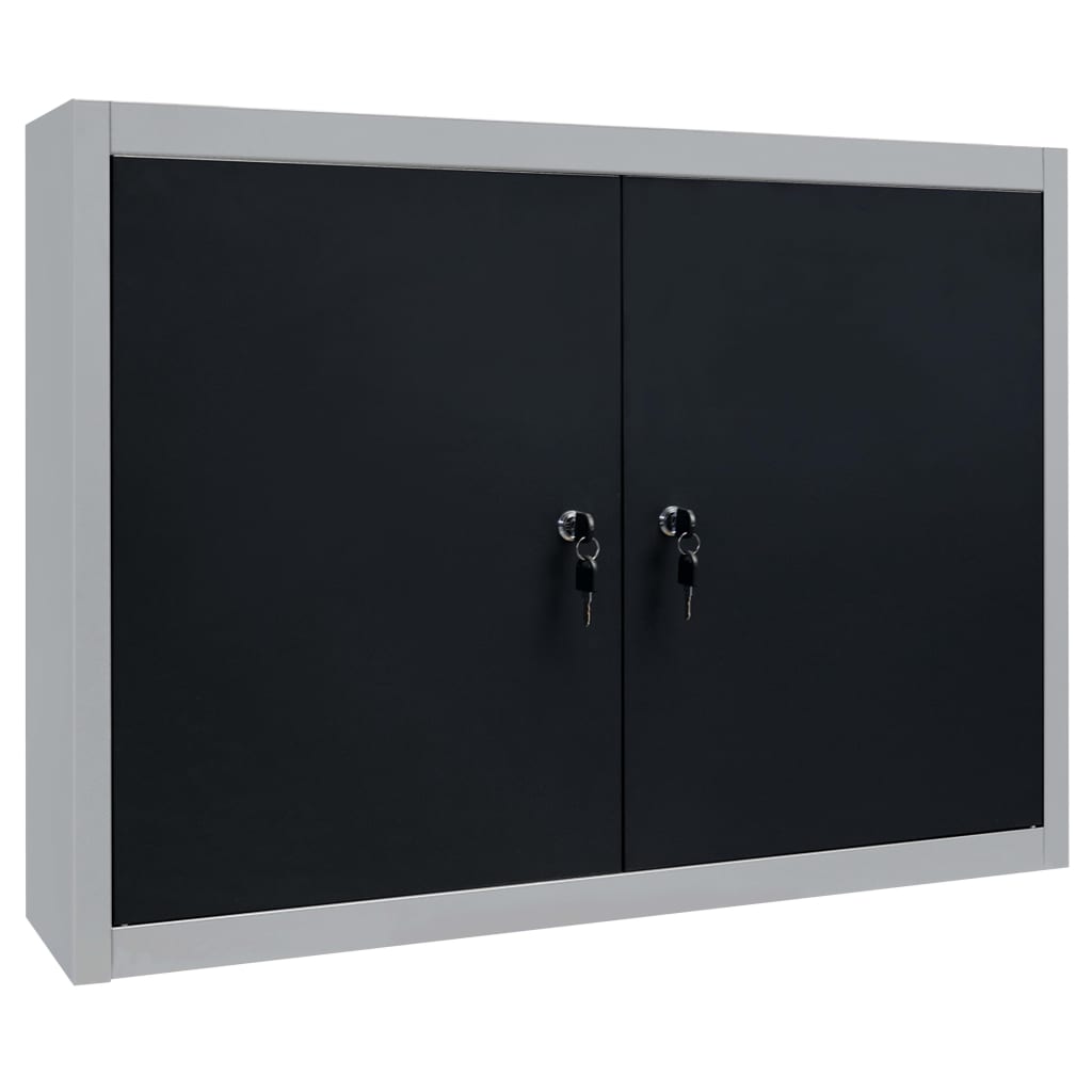 Vidaxl tool cabinet for the wall metal gray and black