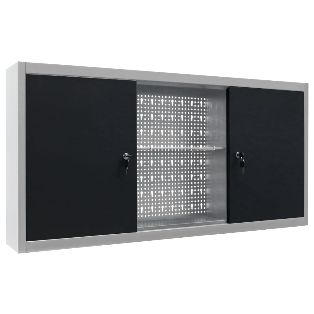 Gabinete de herramientas de Vidaxl para el metal de pared gris y negro