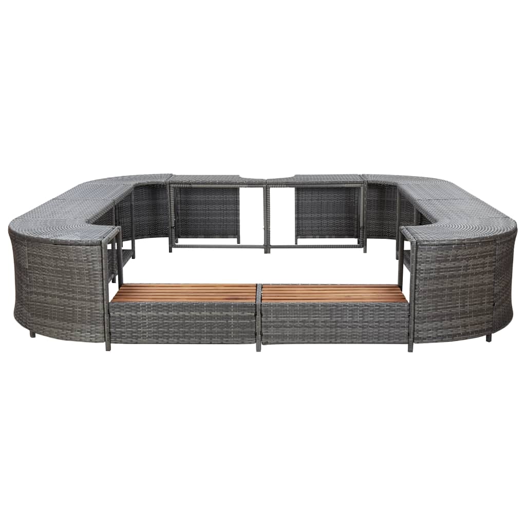 Vidaxl Spa-Ombouw Square 268x268x55 cm Poly Rattan Gray