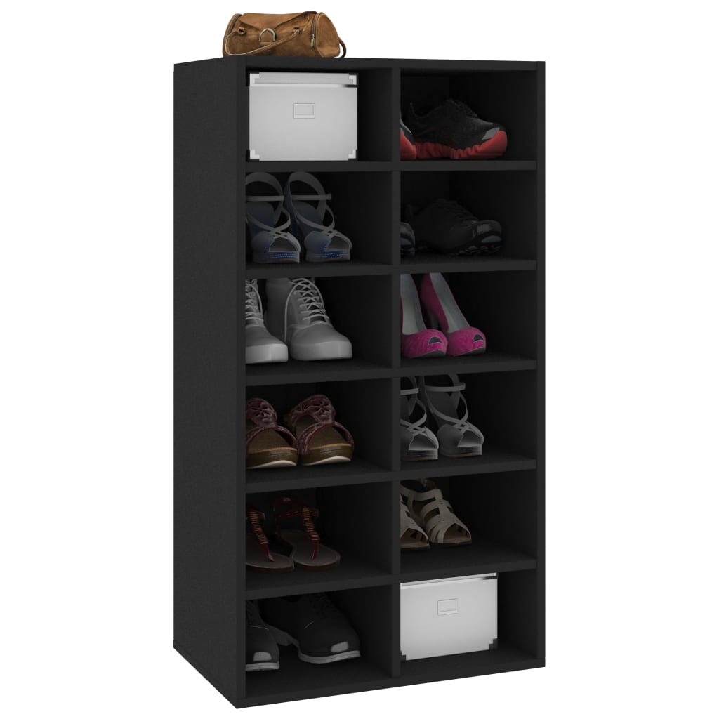 Vidaxl Shoe Rack 54x34x100,5 cm forarbejdet træ sort