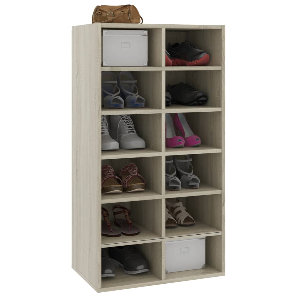 Vidaxl Shoe Rack 54x34x100,5 cm forarbejdet træ sonoma eg farvet