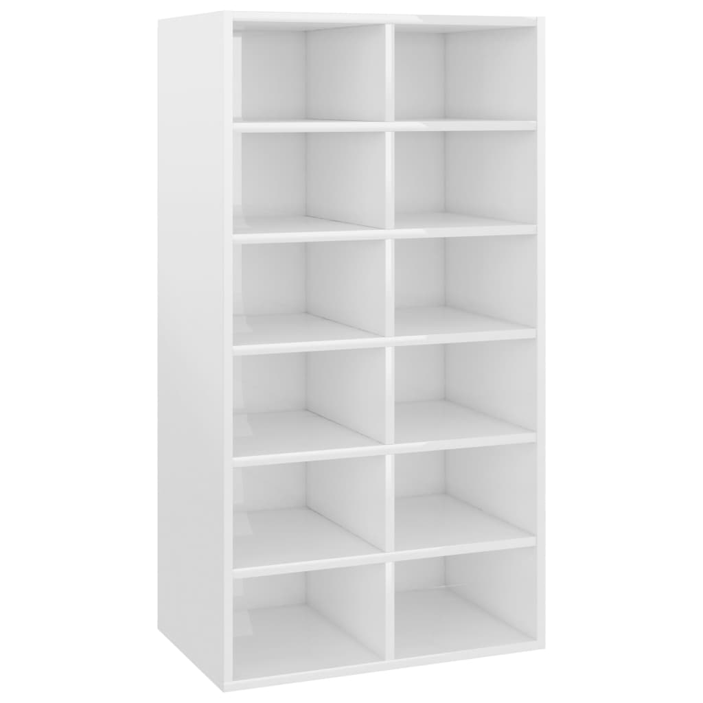 VidaXL shoe rack 54x34x100.5 cm processed wood high -gloss white