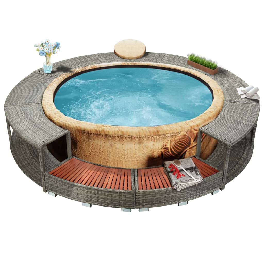 Vidaxl Hottub-Obouw Poly Rattan Grey