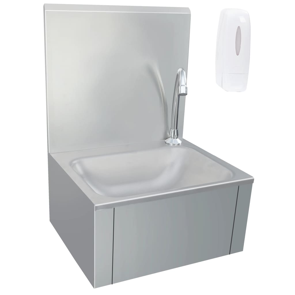 VidaXL sink with tap and soap dispenser stainless steel