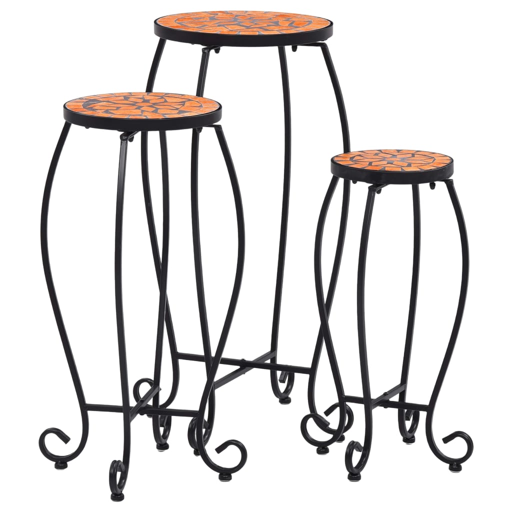 Vidaxl Side tables Mosaic 3 st ceramic terracotta -colored