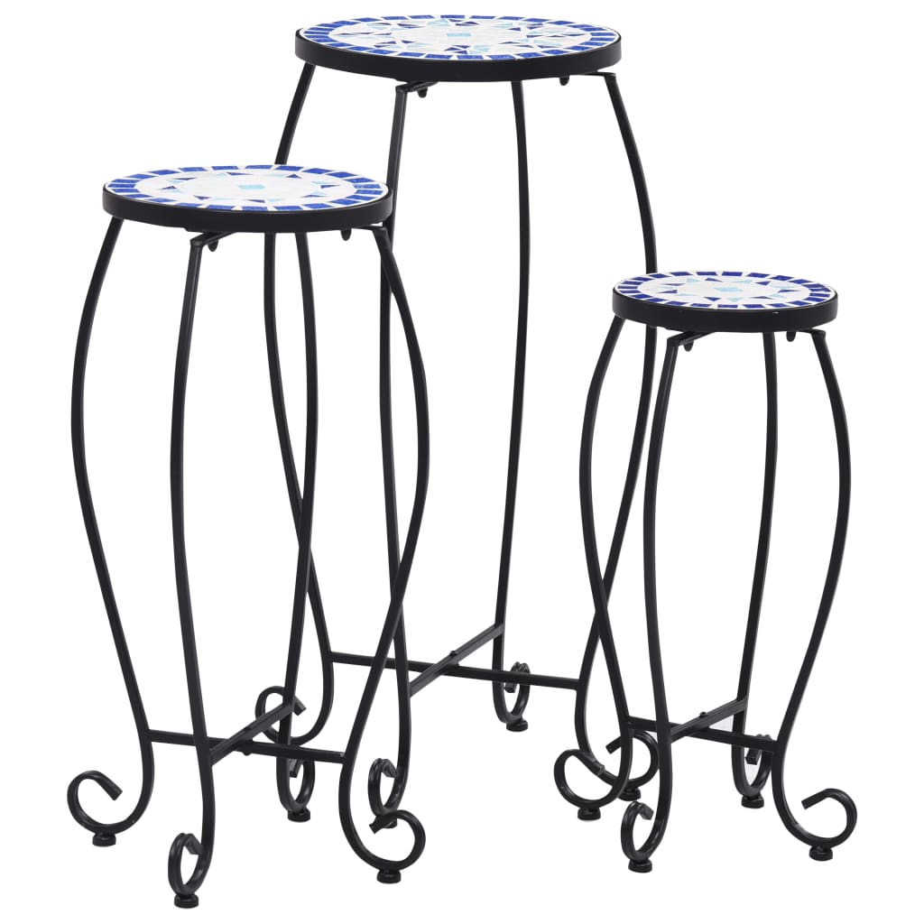 Vidaxl Side tables Mosaic 3 st ceramic blue and white