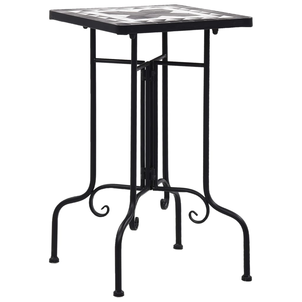 Vidaxl side table mosaic ceramic black and white