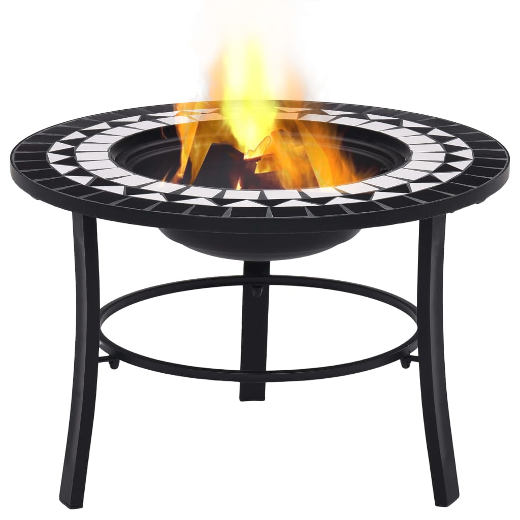 Vidaxl Fire Bowl Mosaic 68 cm keramisk sort og hvid