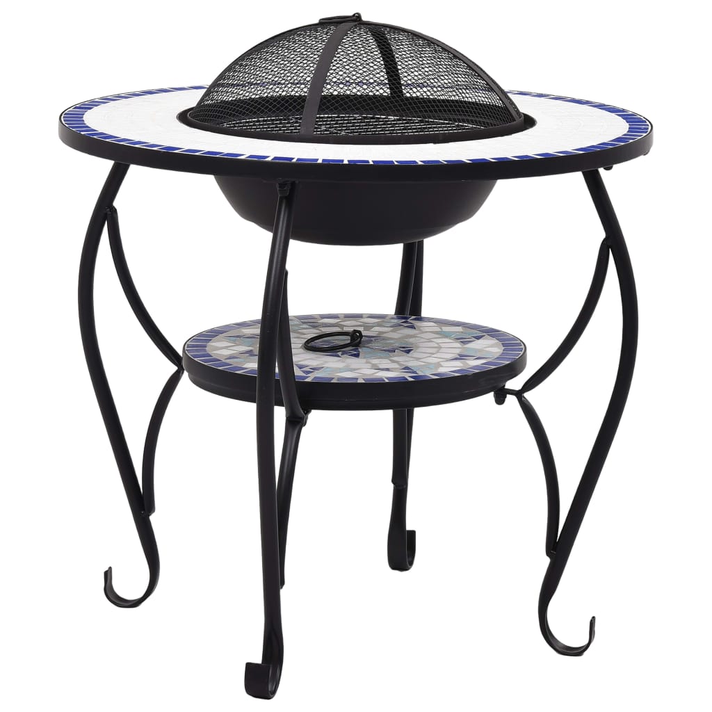 Vidaxl Fire Table Mosaic 68 cm ceramiczny niebieski i biały