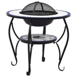 Vidaxl Fire Table Mosaic 68 cm Céramique bleu et blanc