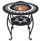 Vidaxl Table de fuego Mosaic 68 cm Cerámico en blanco y negro