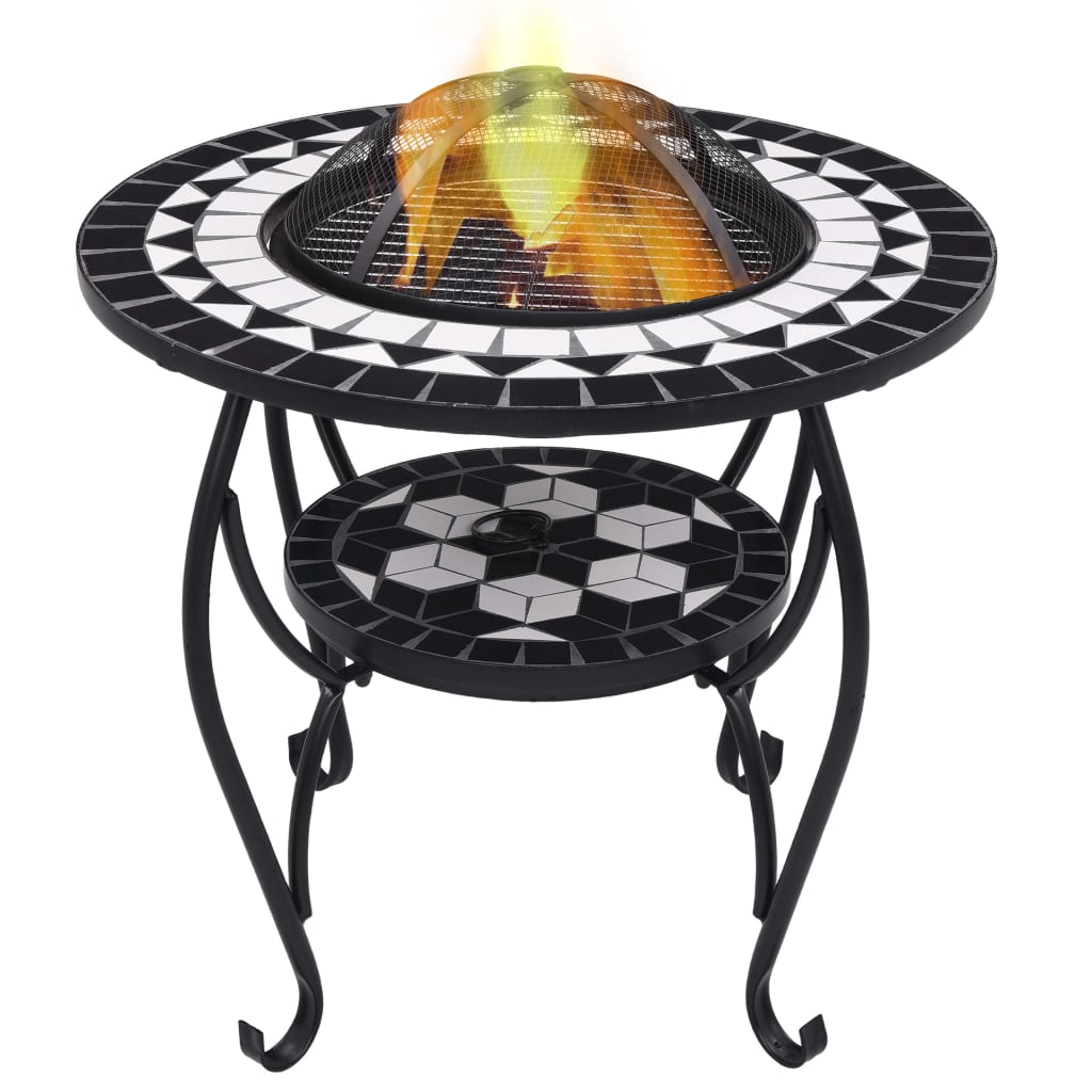 Vidaxl Fire Table Mosaic 68 cm keramisk sort og hvid