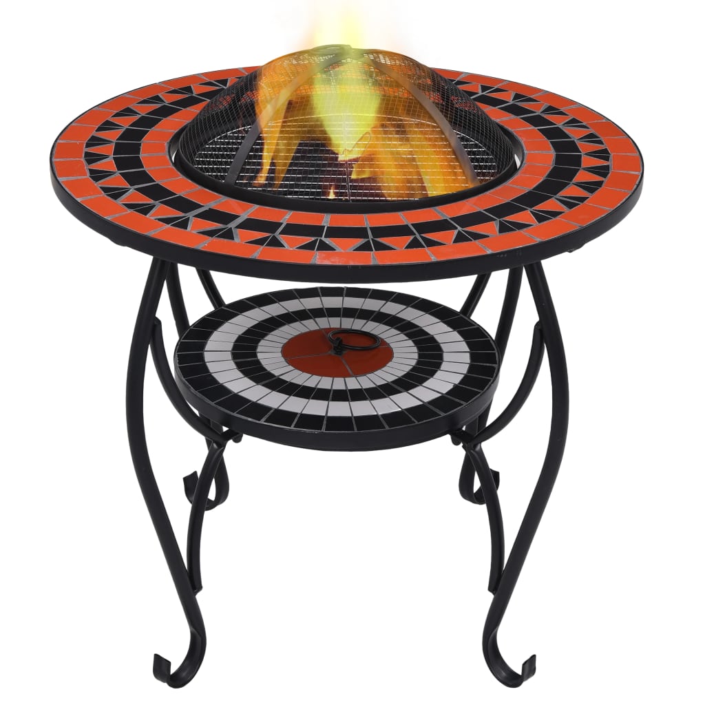 Vidaxl Fire table mosaic 68 cm ceramic terracotta -colored and white