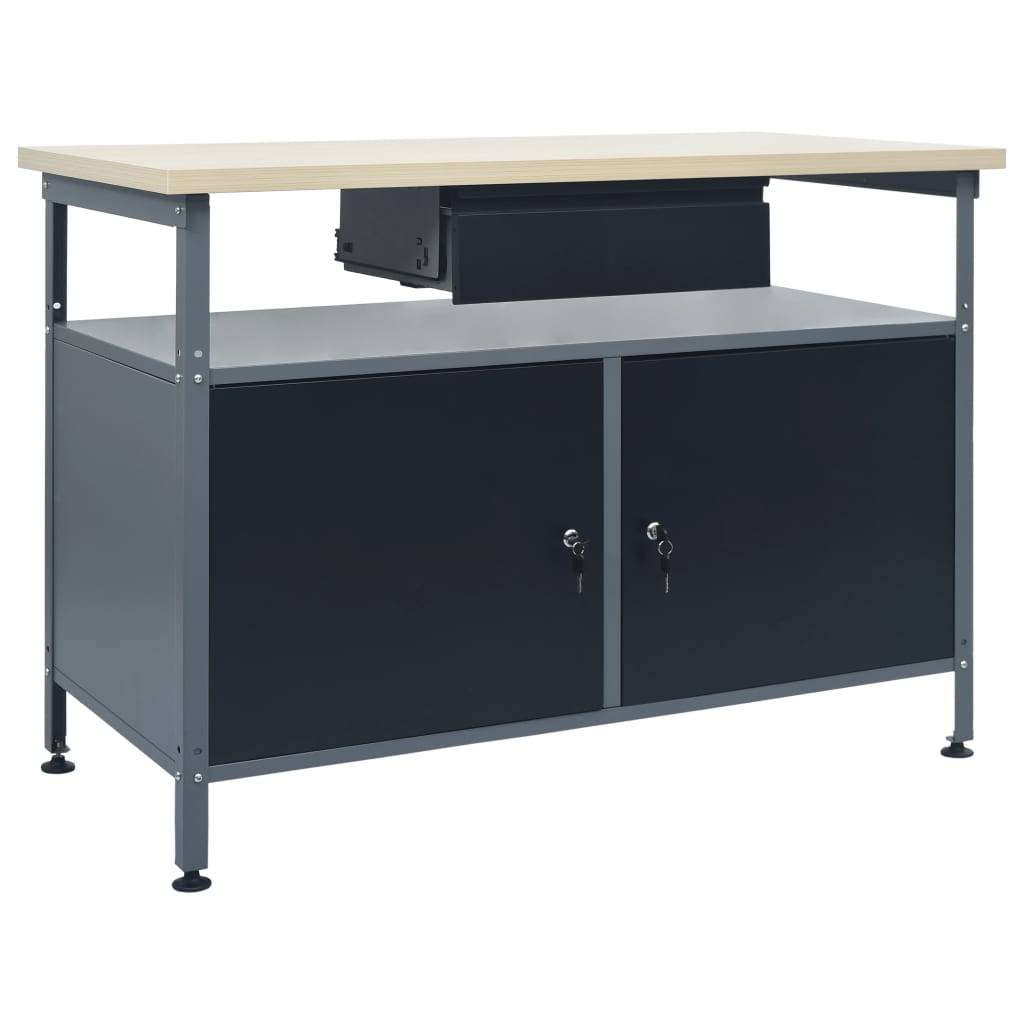 Vidaxl Workbench 120x60x85 cm de acero negro