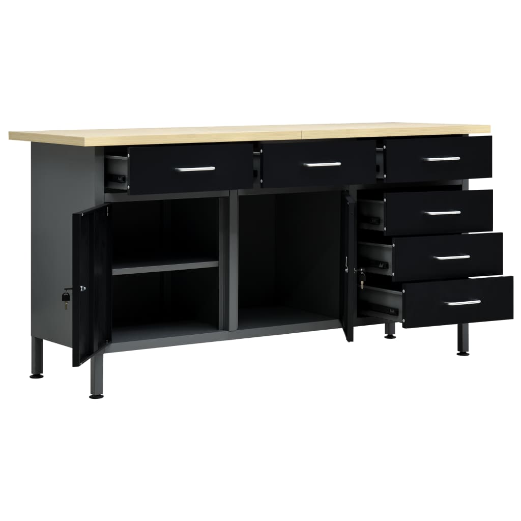 Vidaxl Workbench 160x60x85 cm Steel Black