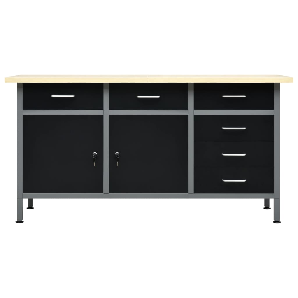 Vidaxl Workbench 160x60x85 cm Steel Black