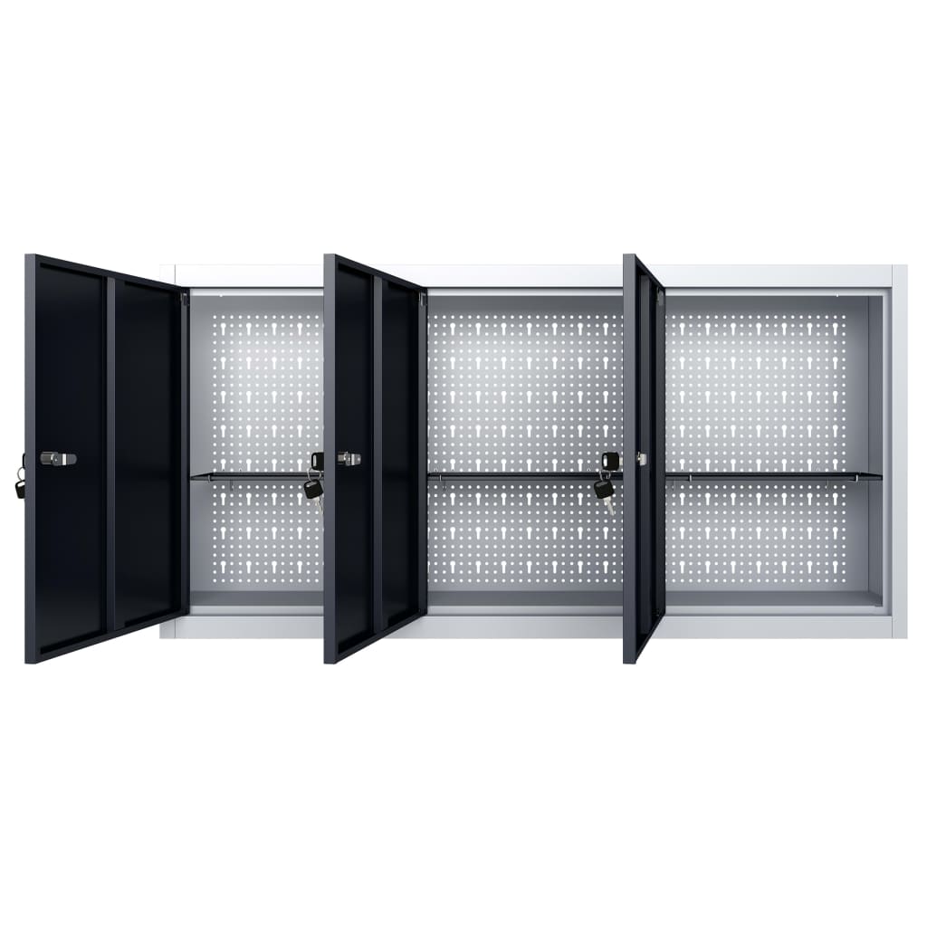 Vidaxl tool cabinet for the wall metal gray and black