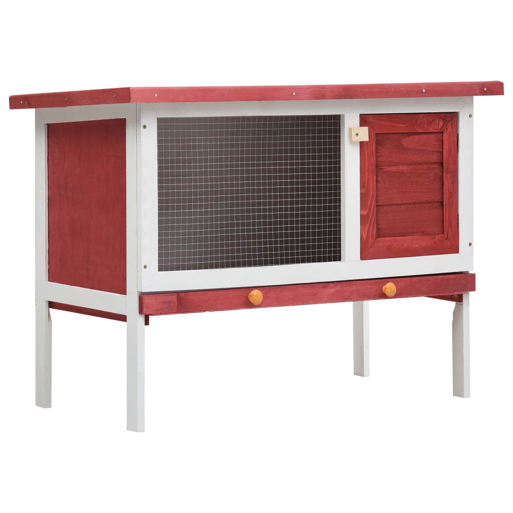 Vidaxl lapin Hutch pour l'extérieur avec 1 étage de bois rouge