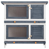 Vidaxl Rabbit Hutch pour l'extérieur avec 4 portes en bois gris