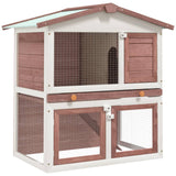 Vidaxl Rabbit Hutch for utenfor med 3 dører trebrun