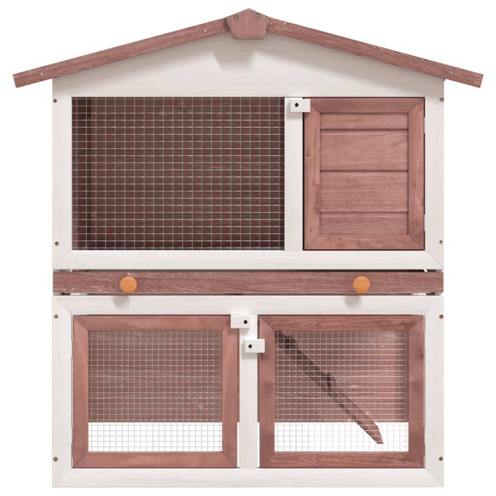 Vidaxl Rabbit Hutch for utenfor med 3 dører trebrun