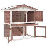 Vidaxl Rabbit Hutch for utenfor med 3 dører trebrun