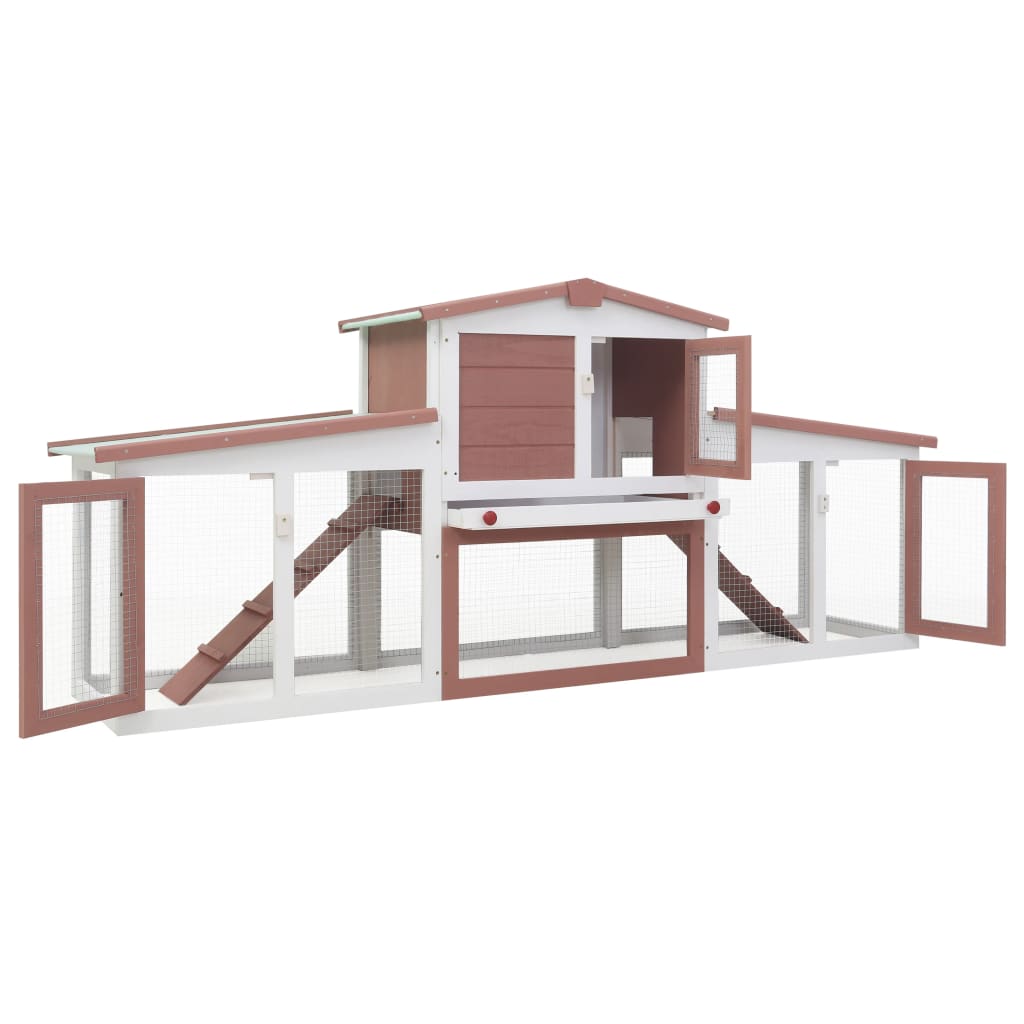 Vidaxl Rabbit Hutch for utenfor store 204x45x85 cm trebrun og hvit