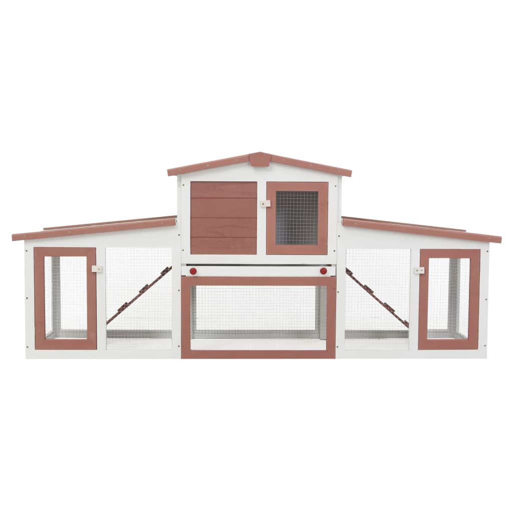 Vidaxl Rabbit Hutch for utenfor store 204x45x85 cm trebrun og hvit