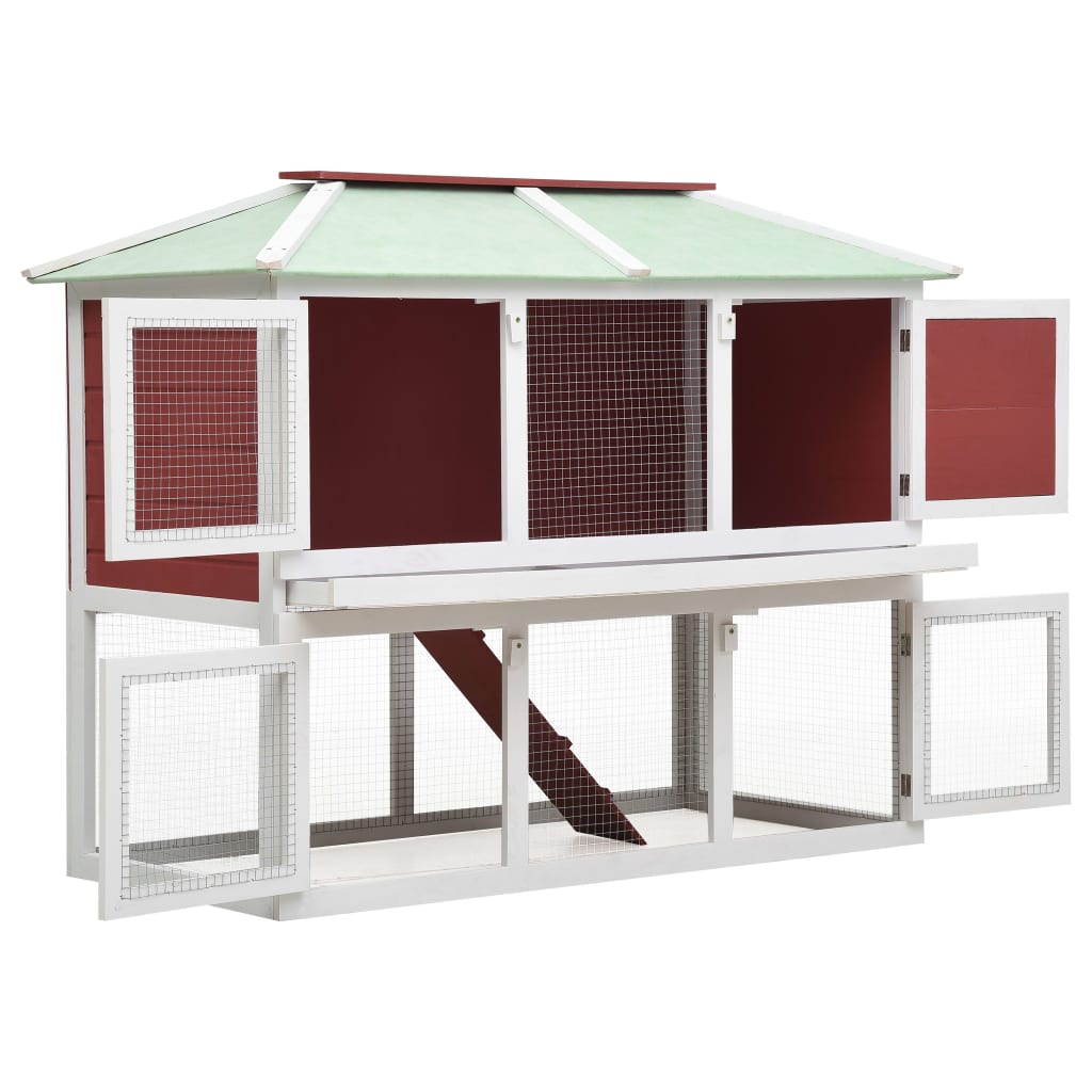 VidaXL Rabbit loft Two floors of wood red