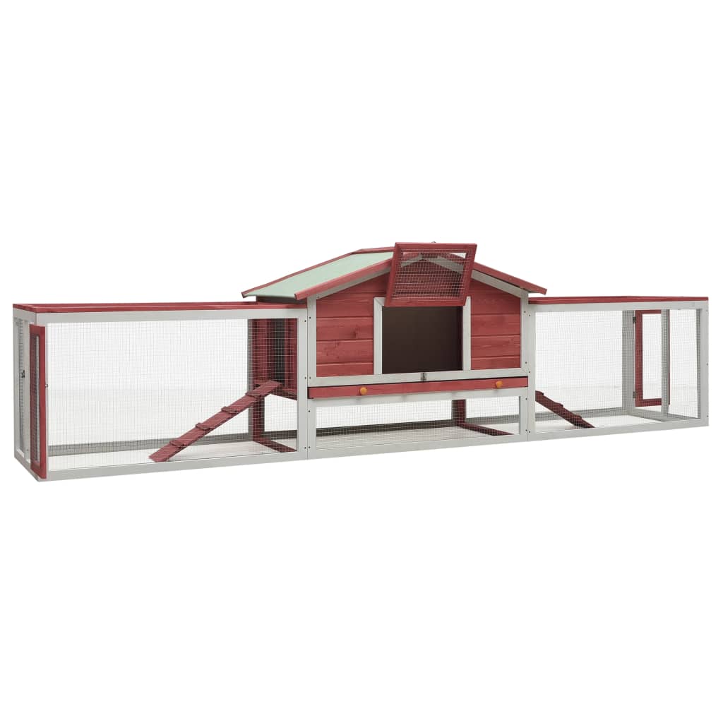 Vidaxl Rabbit Hutch 310x70x87 cm en pin de pin solide rouge