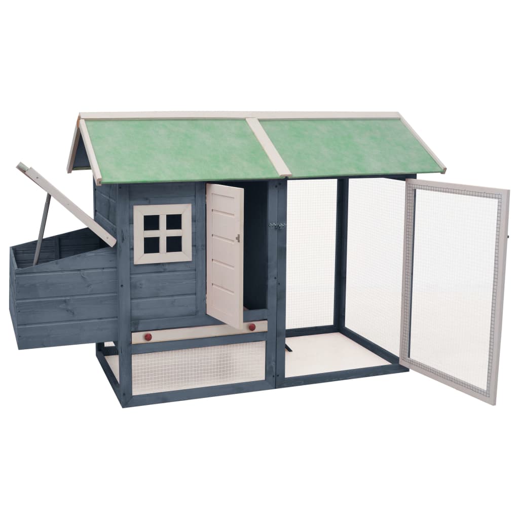 Vidaxl Chicken Coop 170x81x110 cm Solid Pine Pine Pine Wood Grey