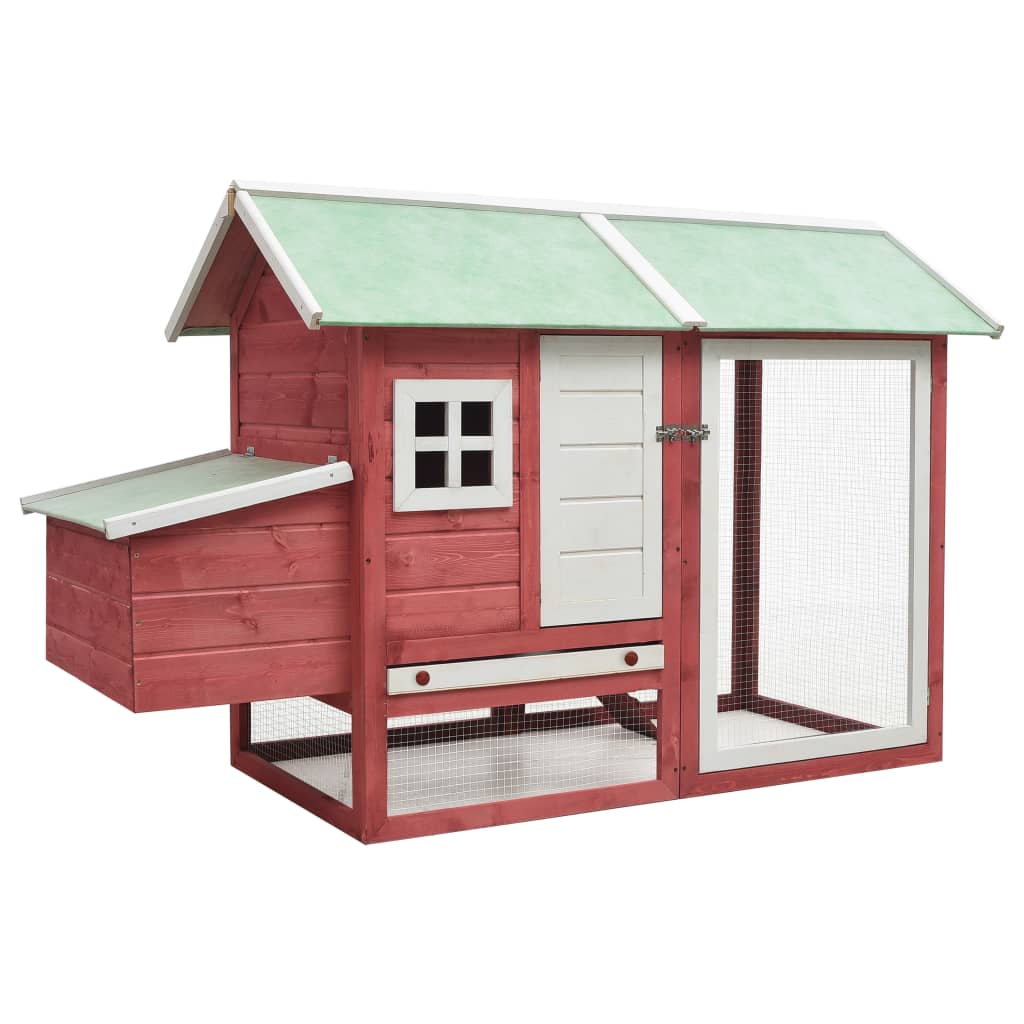 VIDAXL -Huhn -Coop 170x81x110 cm Festkiefernkiefernkiefernkiefernrot rot