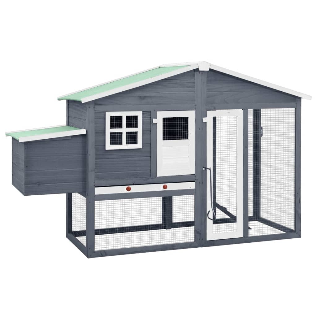 Vidaxl Chicken Coop med Nest Box Solid Pine Gray and White